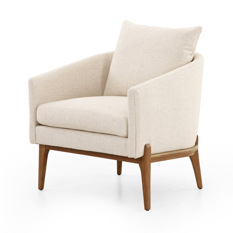 Thames Cream Leather and Toasted Oak Wood Armchair