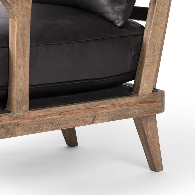 Heirloom Black Genuine Leather High-Back Armchair