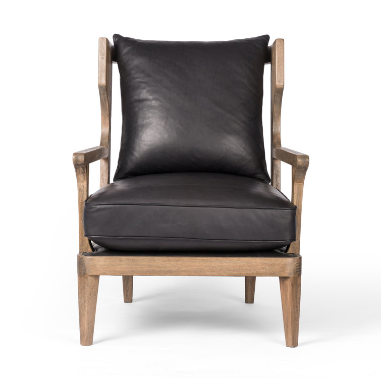 Heirloom Black Genuine Leather High-Back Armchair
