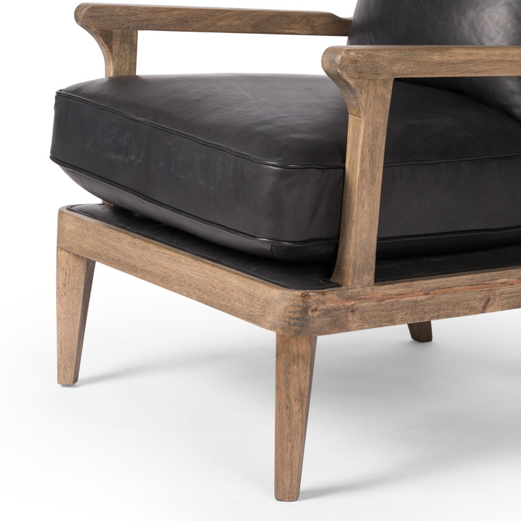 Heirloom Black Genuine Leather High-Back Armchair