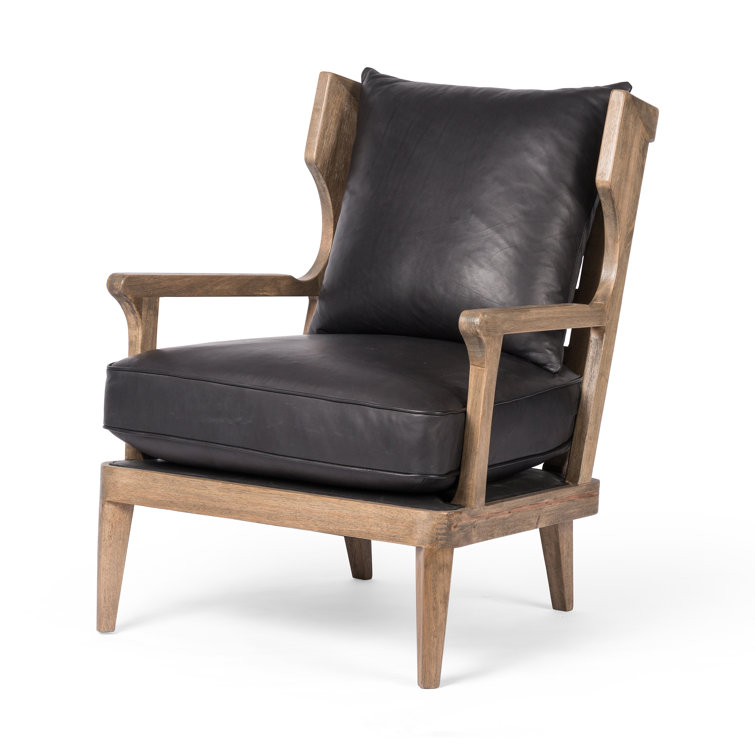 Heirloom Black Genuine Leather High-Back Armchair