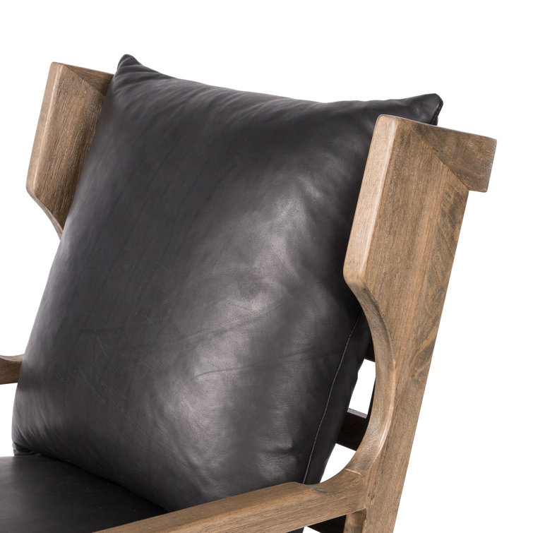 Heirloom Black Genuine Leather High-Back Armchair