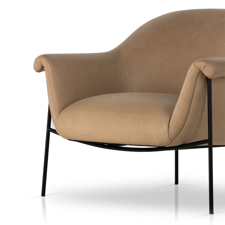 Palermo Nude Leather Contemporary Accent Chair