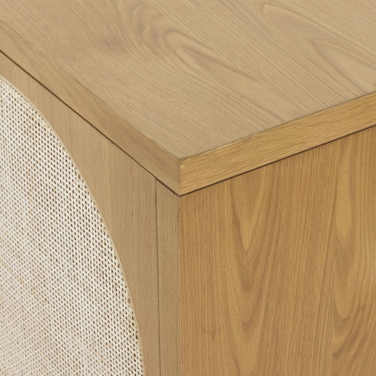Allegra 69'' Honey Oak Veneer Sideboard with Natural Cane Paneling