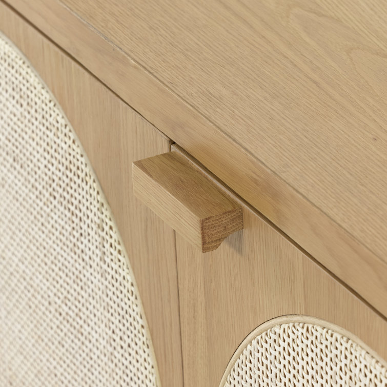 Allegra 69'' Honey Oak Veneer Sideboard with Natural Cane Paneling