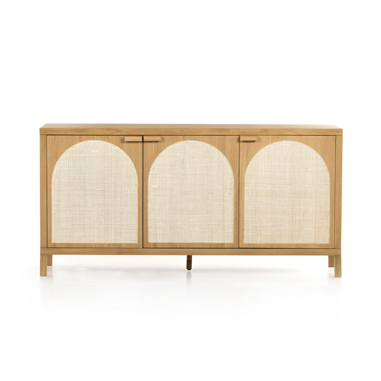 Allegra 69'' Honey Oak Veneer Sideboard with Natural Cane Paneling