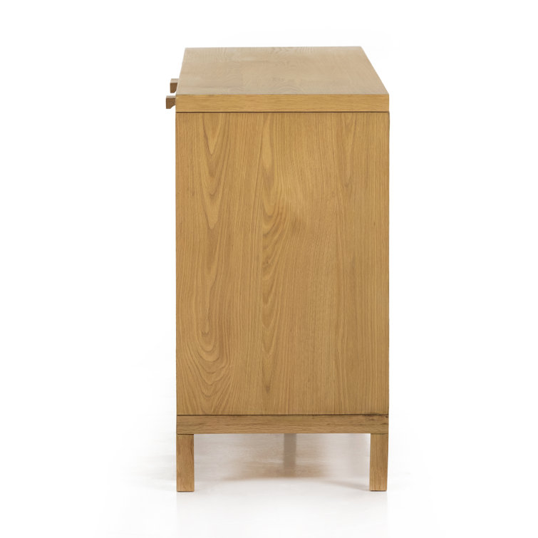 Allegra 69'' Honey Oak Veneer Sideboard with Natural Cane Paneling