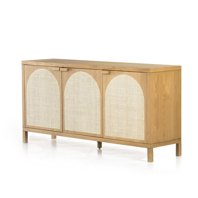 Allegra 69'' Honey Oak Veneer Sideboard with Natural Cane Paneling