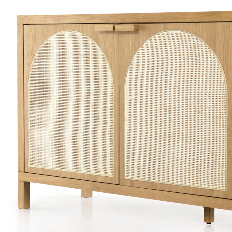 Allegra 69'' Honey Oak Veneer Sideboard with Natural Cane Paneling