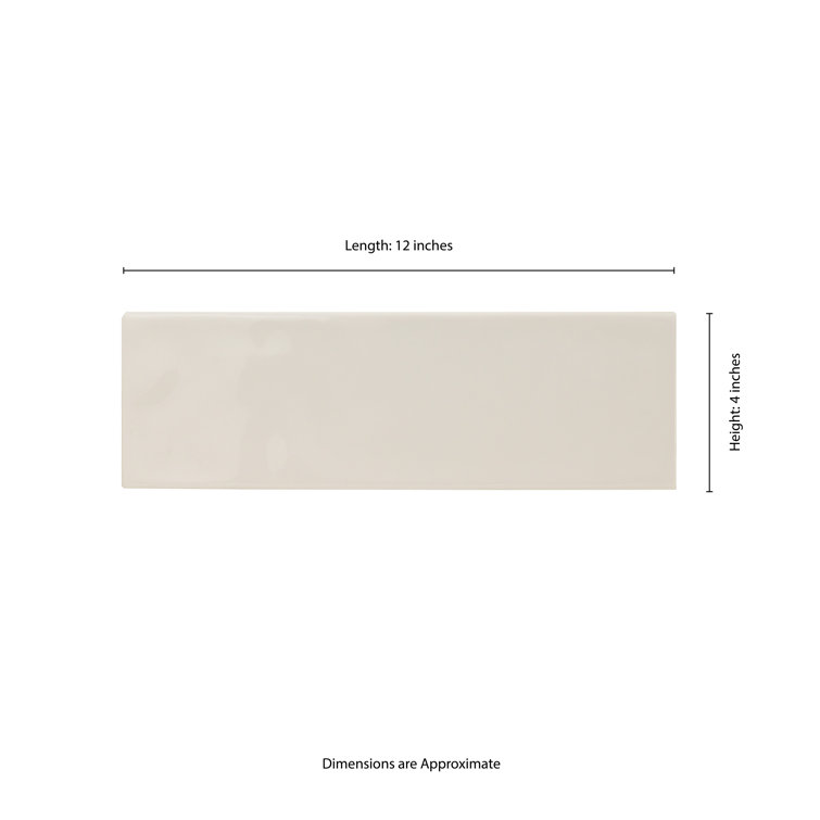 Urbano Crema Glossy 4'' x 12'' Ceramic Subway Wall Tile