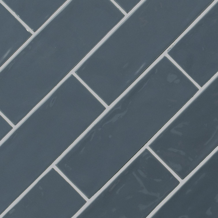 Urbano Navy Glossy 4'' x 12'' Ceramic Subway Wall Tile