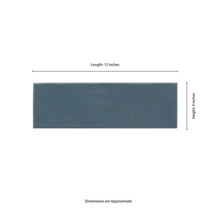 Urbano Navy Glossy 4'' x 12'' Ceramic Subway Wall Tile