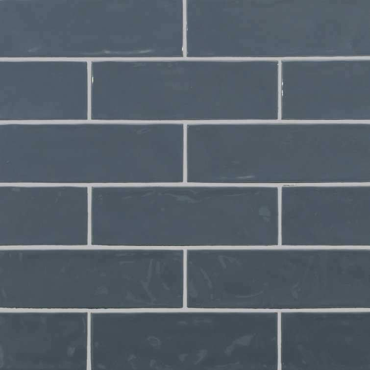 Urbano Navy Glossy 4'' x 12'' Ceramic Subway Wall Tile