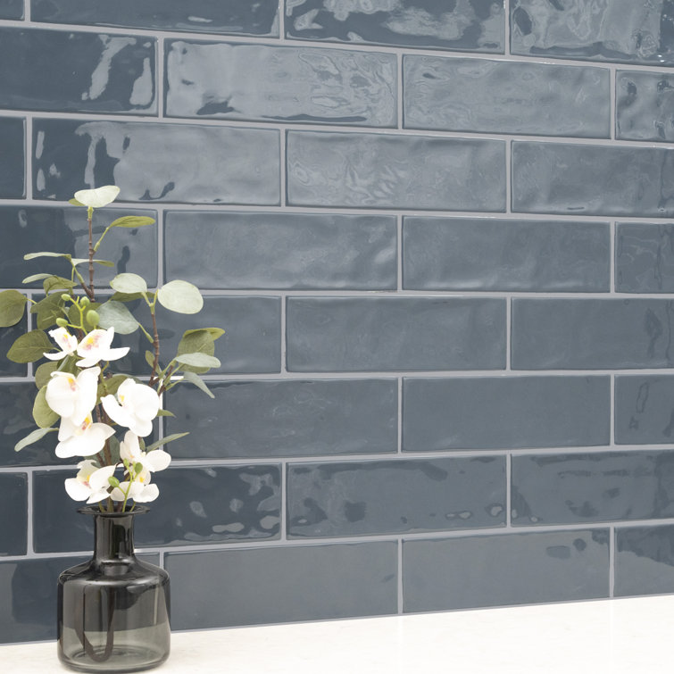 Urbano Navy Glossy 4'' x 12'' Ceramic Subway Wall Tile