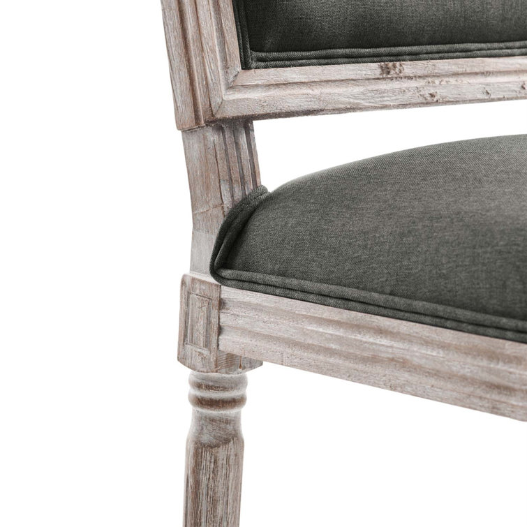 Natural Gray Vintage French Inspired Upholstered Leather Side Chair