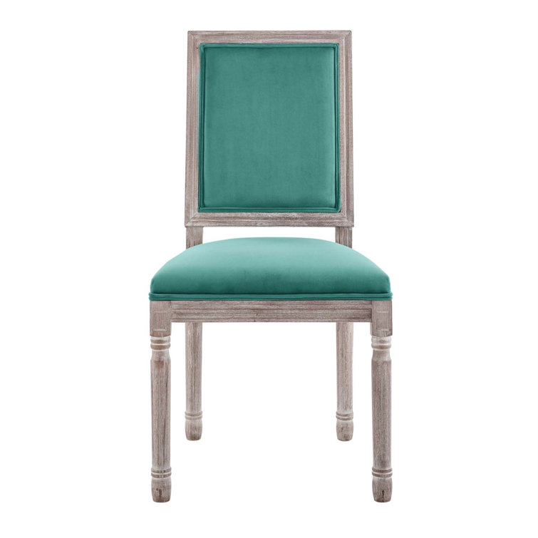 Natural Gray Vintage French Inspired Upholstered Leather Side Chair