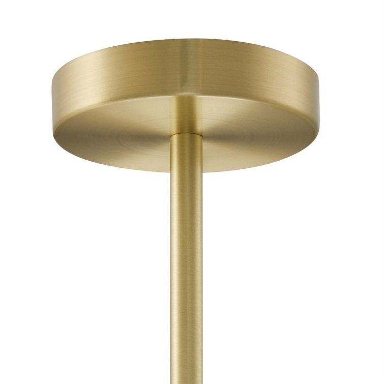 White and Satin Brass 5-Light Adjustable Pendant