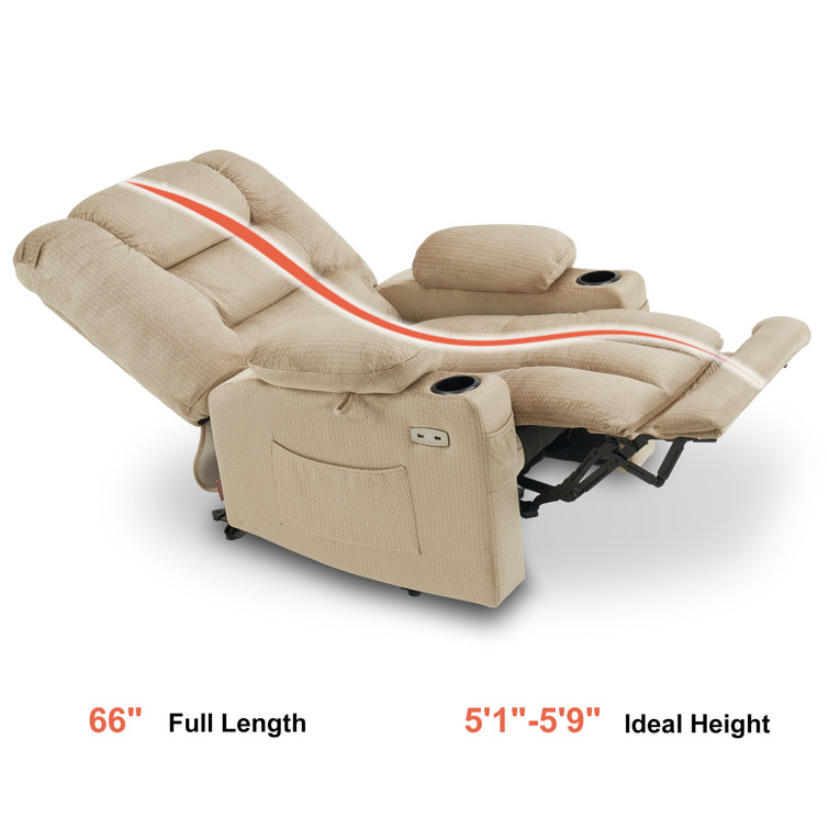 Beige Power Recliner with Heat, Massage, and USB Ports