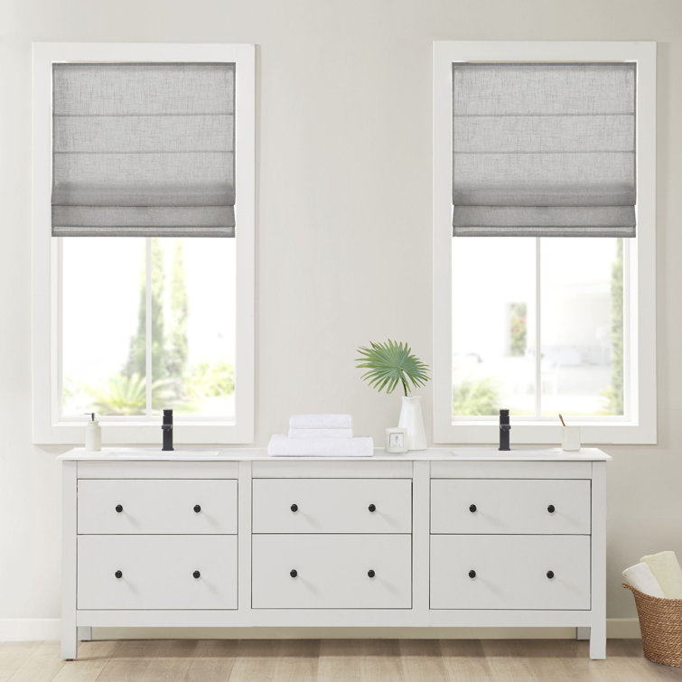 Gray Linen Blend Cordless Light Filtering Roman Shade