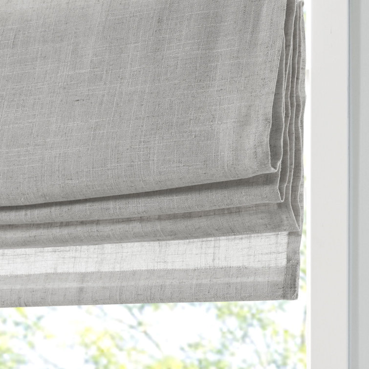 Gray Linen Blend Cordless Light Filtering Roman Shade