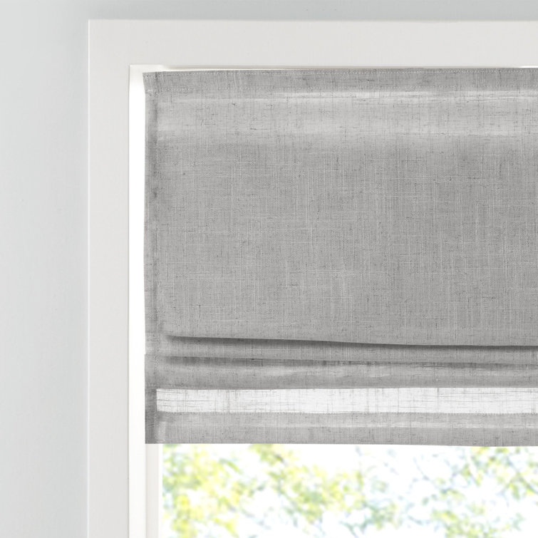 Gray Linen Blend Cordless Light Filtering Roman Shade