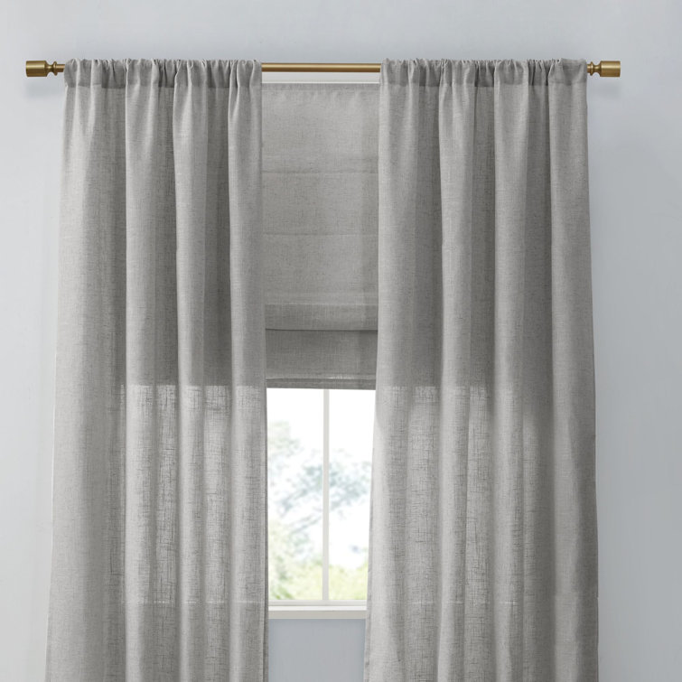 Gray Linen Blend Cordless Light Filtering Roman Shade
