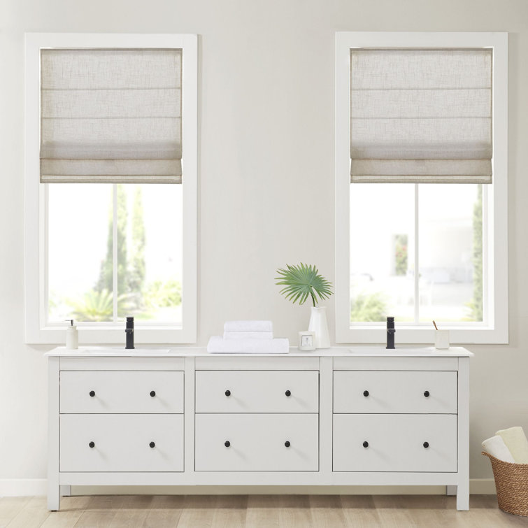 Kyler Light Gray Linen Blend Cordless Roman Shade
