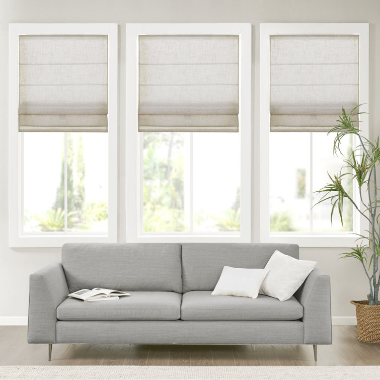 Kyler Light Gray Linen Blend Cordless Roman Shade