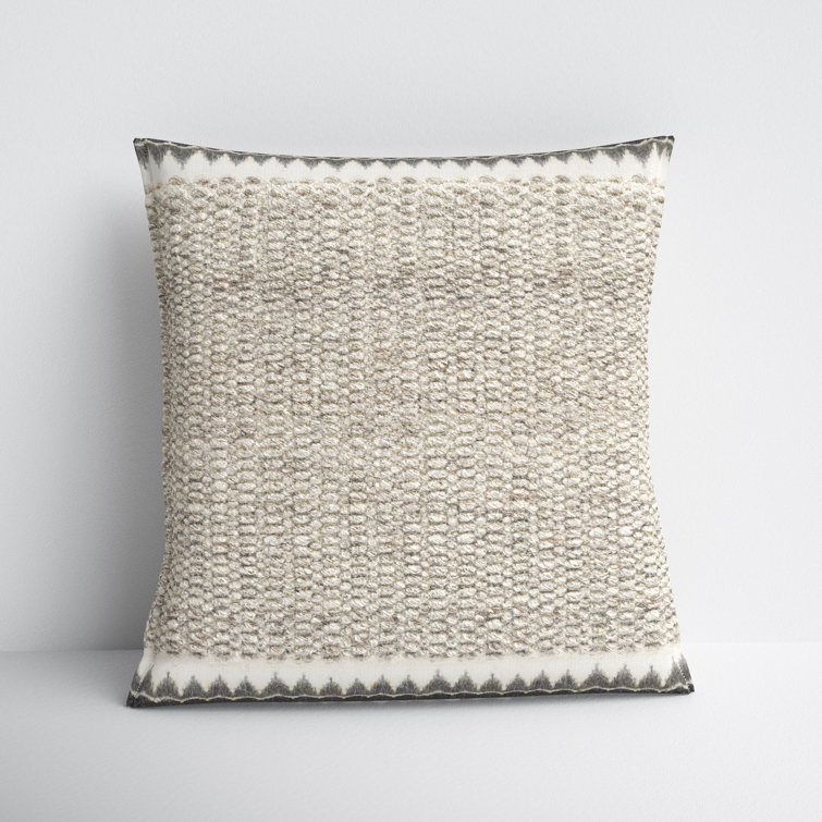 Reni 20'' Brown and Cream Wool Throw Pillow