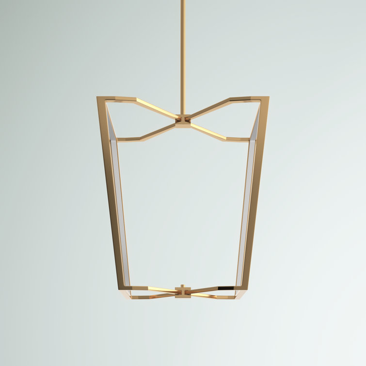 Aged Brass Geometric Cage LED Chandelier