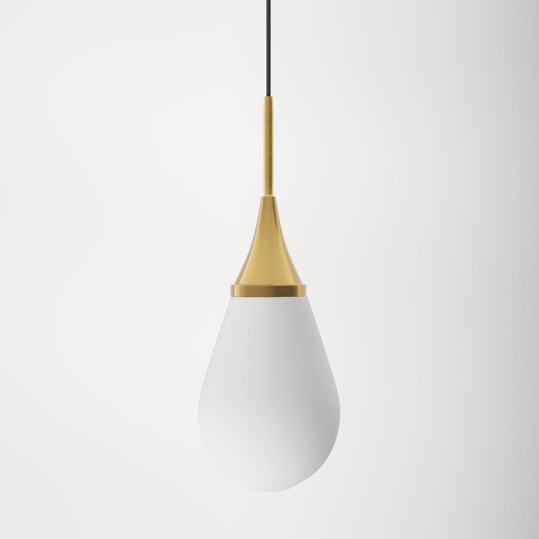 Gold and White Teardrop Glass Pendant Light
