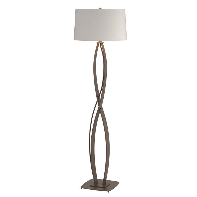 59.5'' Traditional Bronze Floor Lamp with Flax Shade
