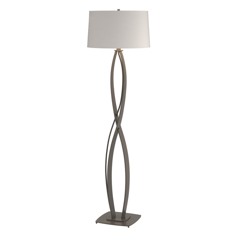 59.5'' Dark Smoke Traditional Floor Lamp with Flax Shade