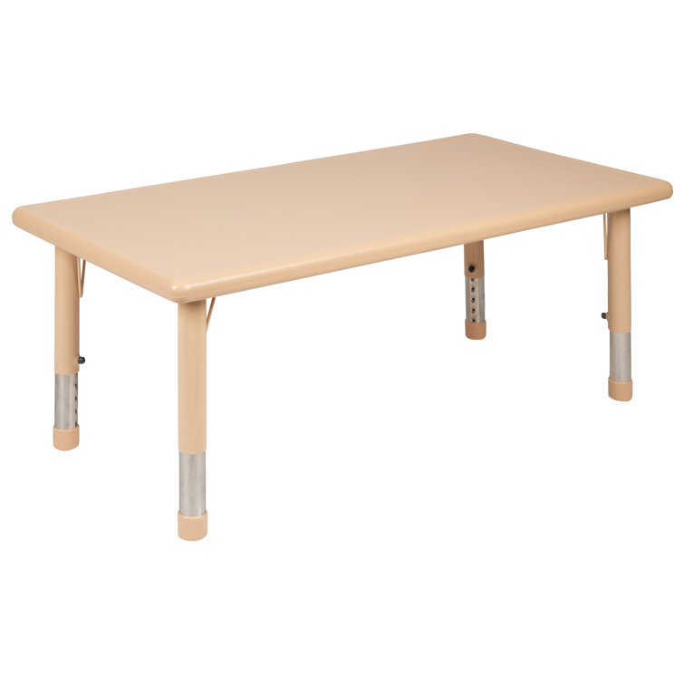 Natural Plastic Height Adjustable Kids Activity Table Set with 6 Chairs