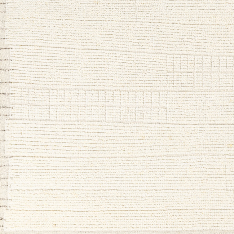Hand-Knotted Beige Wool Stripe Rug - 2' x 3'