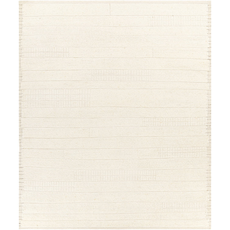 Hand-Knotted Beige Wool Stripe Rug - 2' x 3'