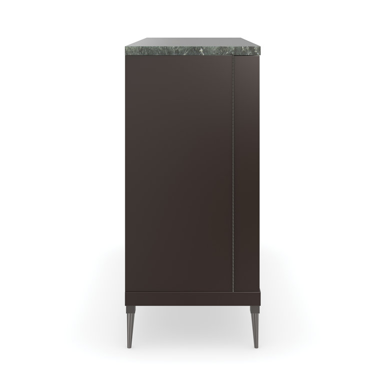 Empire Dark Chocolate and Cream Marble Accent Cabinet