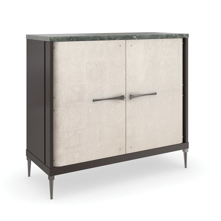 Empire Dark Chocolate and Cream Marble Accent Cabinet