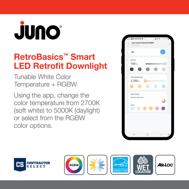 Matte White Aluminum Smart LED Retrofit Downlight Kit, 5-6 Inch, 4 Pack