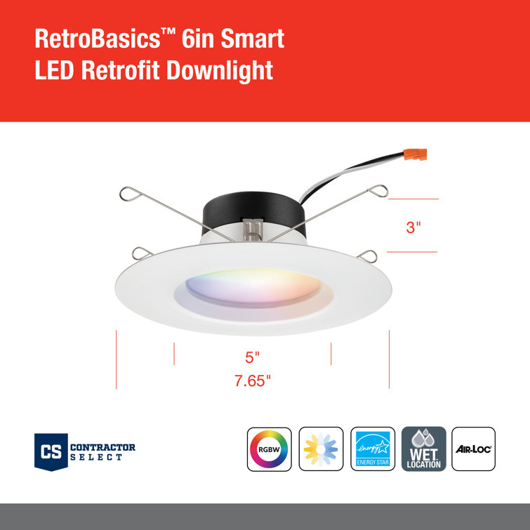 Matte White Aluminum Smart LED Retrofit Downlight Kit, 5-6 Inch, 4 Pack