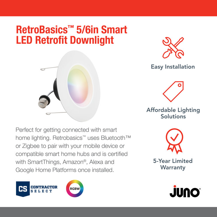 Matte White Aluminum Smart LED Retrofit Downlight Kit, 5-6 Inch, 4 Pack