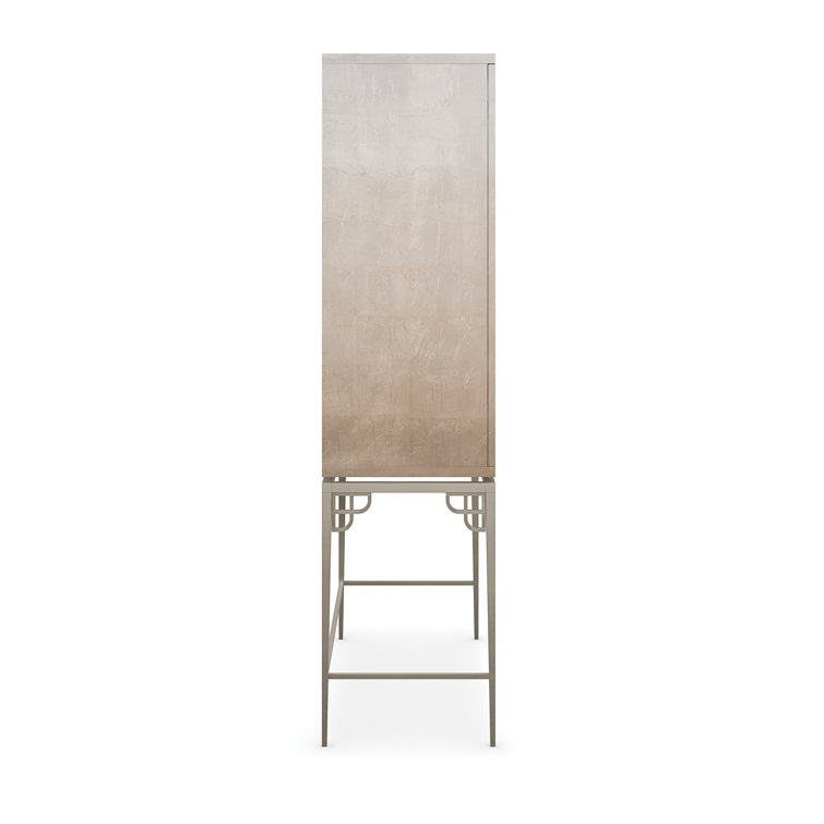 Oleander Tall Brown and White Bar Cabinet with Metal Base