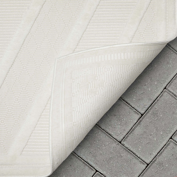 Sila Mali Ivory Geometric Flatweave Synthetic 7'10" x 10'6" Area Rug