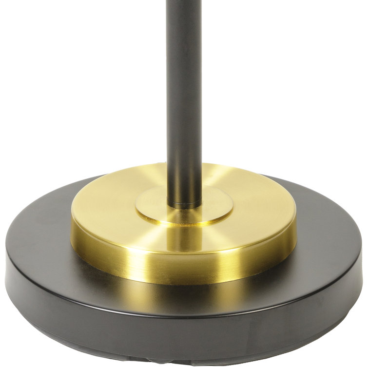 Adjustable Black and Gold Iron Floor Lamp with Linen Shade