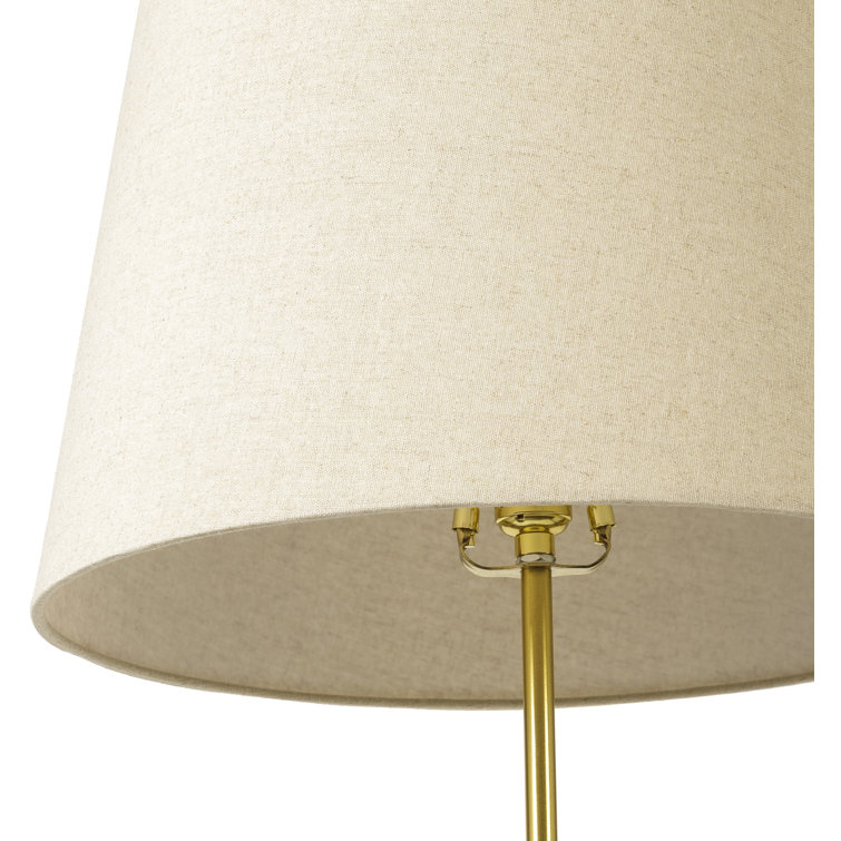 Adjustable Black and Gold Iron Floor Lamp with Linen Shade