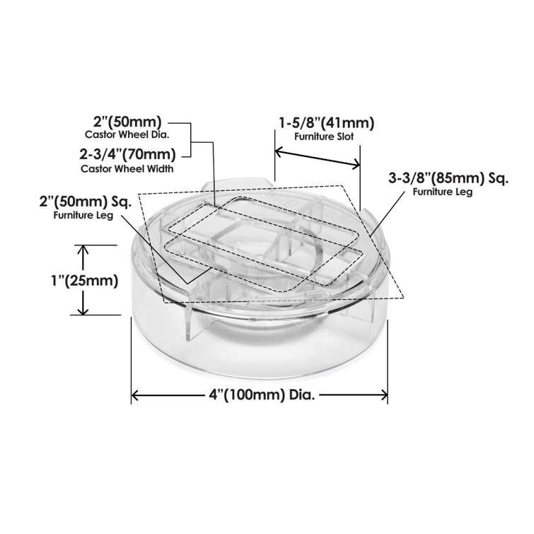 Clear Stackable 1" Furniture Risers with Non-Slip Grippers