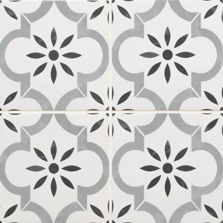 Azila 8'' x 8'' Matte Porcelain Encaustic Look Tile