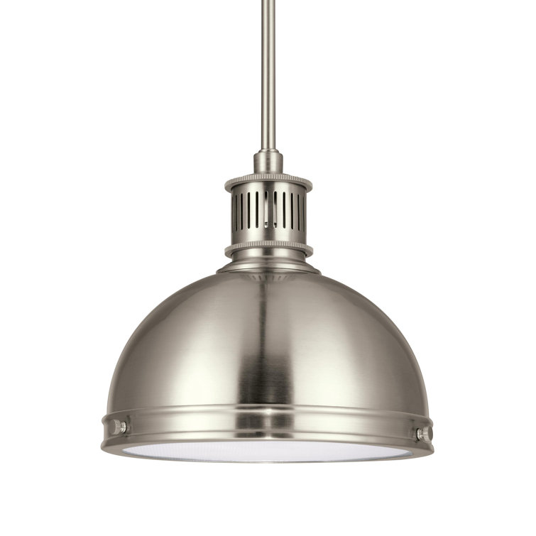 Brushed Nickel Glass Dome Pendant Light