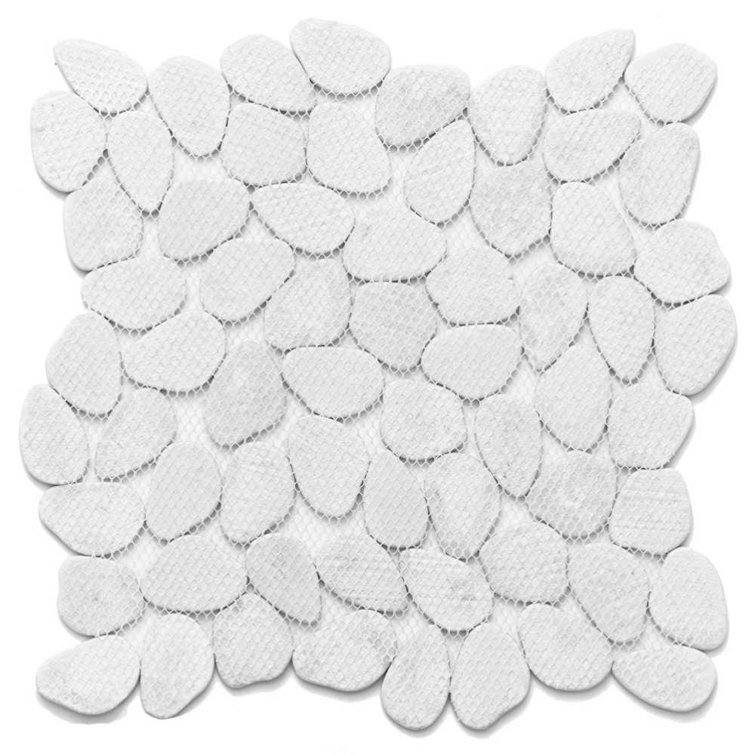 Recycled Cenote Pebble 13" x 13" Gray and White Glass Mosaic Tile