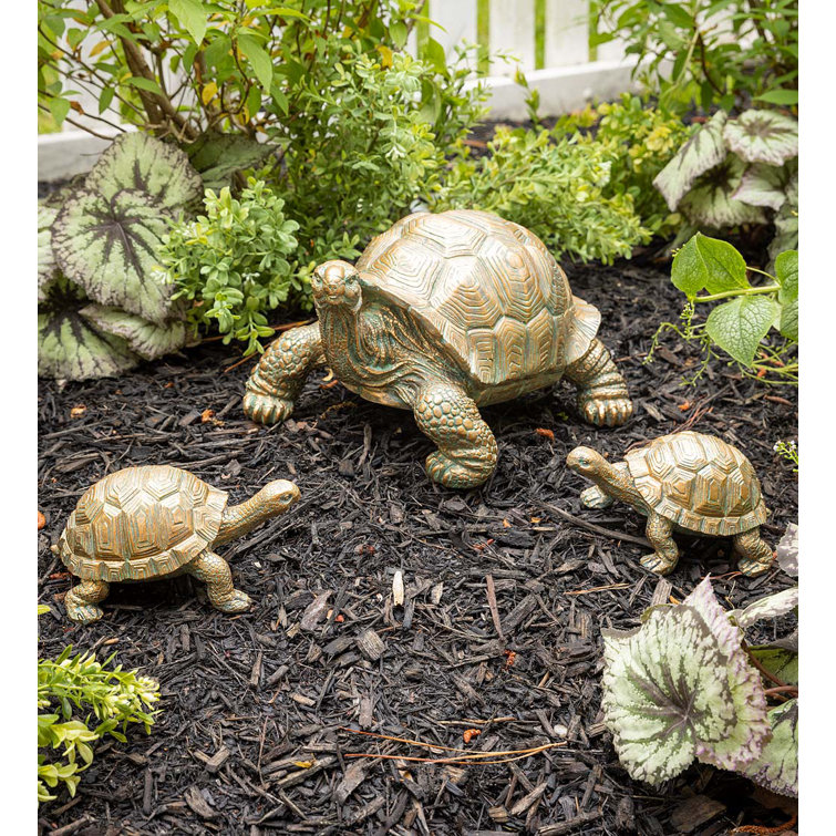 Weather-Resistant Resin Tortoise Family Garden Statues